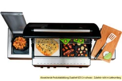 Outdoorchef Dualchef S 425 G Edelstahl Gasgrill Mit Seitenkocher + Blazing Zone Infrarotbrenner + DGS Gusseisen Grillrost 2 Stk. + DGS Gemüse Grillrost 2 Stk. -Günstiges Outdoorchef Geschäft Outdoorchef Dualchef S 425 G Pizzastein Seitenkocher 2
